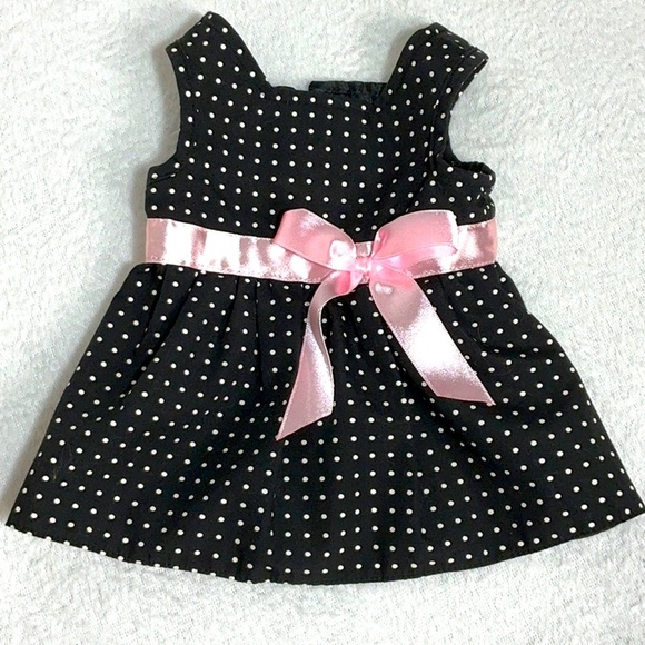 Black Polka Dot Dress with Pink Bow - Picture 4 of 6